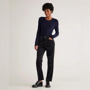 NWT QUINCE Black Organic Stretch Corduroy Straight Leg Pants 14